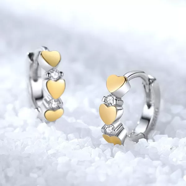 TwoTone Love Heart Cubic Zirconia Sleeper Small Hoop Earrings for Women Teen Girls Silver Gold Cartilage Tiny Cute Huggie Hoops Hypoallergenic for Sensitive EarTwoTone Love Heart Cubic Zirconia Sleeper Small Hoop Earrings for Women Teen Girls Silver Gold Cartilage Tiny Cute Huggie Hoops Hypoallergenic for Sensitive Ear