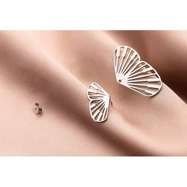 Unique Filigree Butterfly Ear Jacket Stud Earrings for Women Girls S925 Sterling Silver Hypoallergenic Dainty Front Back Fan shaped Wings Cuff Cartilage Studs Fashion JewelrySilver