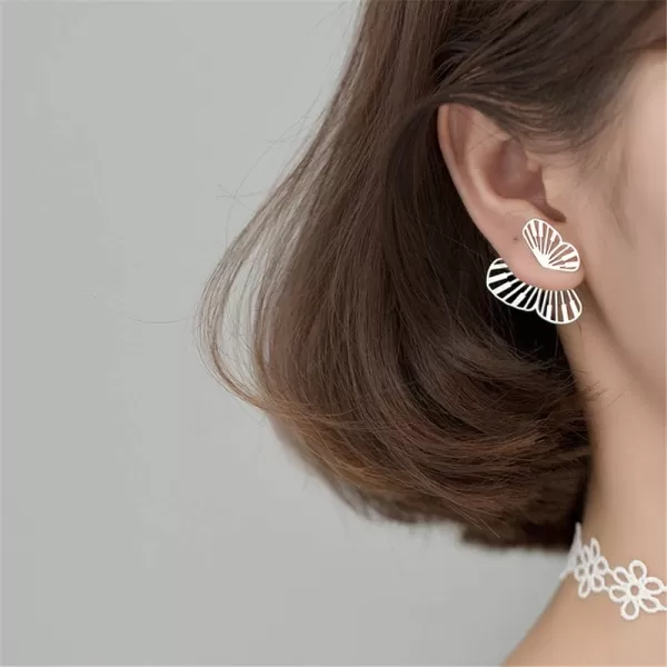 Unique Filigree Butterfly Ear Jacket Stud Earrings for Women Girls S925 Sterling Silver Hypoallergenic Dainty Front Back Fan shaped Wings Cuff Cartilage Studs Fashion JewelrySilver