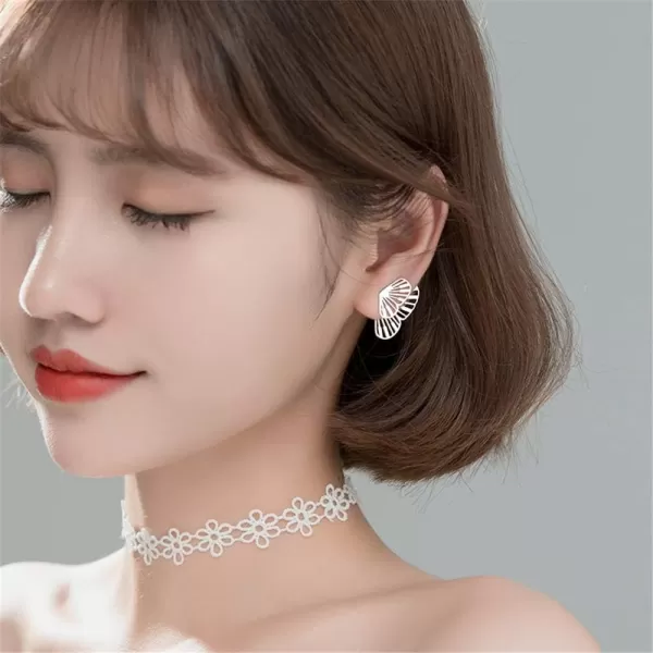 Unique Filigree Butterfly Ear Jacket Stud Earrings for Women Girls S925 Sterling Silver Hypoallergenic Dainty Front Back Fan shaped Wings Cuff Cartilage Studs Fashion JewelrySilver