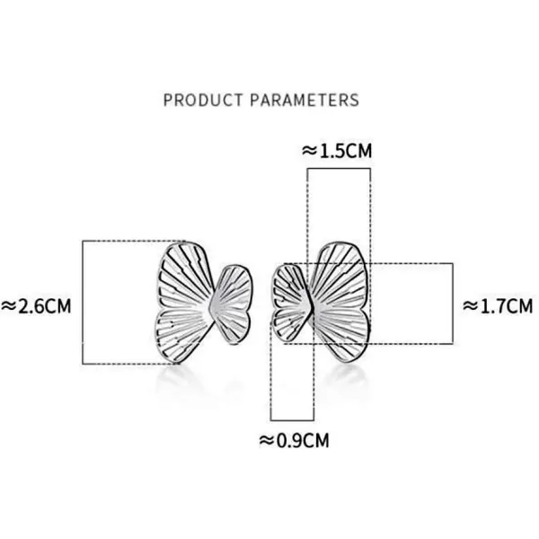 Unique Filigree Butterfly Ear Jacket Stud Earrings for Women Girls S925 Sterling Silver Hypoallergenic Dainty Front Back Fan shaped Wings Cuff Cartilage Studs Fashion JewelryBlack