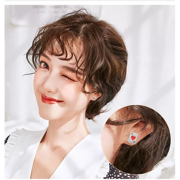 Unique Poker Stud Earrings for Women Girls Men Sterling Silver Hypoallergenic Tiny Small Cartilage Tragus Lucky Post Party Jewelry Gifts Friends Lovers Couples Croupiersthe Ace of Hearts