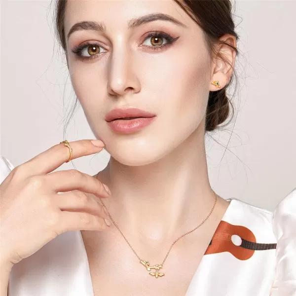 Vintage Bee Necklace for Women Girls S925 Sterling Silver 18K Gold Plated Green Crystal Flower Blosom Tree Branch Adjustable Chain 18 May Birthstone Necklace Choker Dainty Retro Jewelry GiftVintage Bee Necklace for Women Girls S925 Sterling Silver 18K Gold Plated Green Crystal Flower Blosom Tree Branch Adjustable Chain 18 May Birthstone Necklace Choker Dainty Retro Jewelry Gift