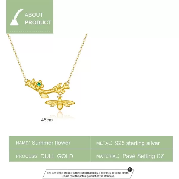 Vintage Bee Necklace for Women Girls S925 Sterling Silver 18K Gold Plated Green Crystal Flower Blosom Tree Branch Adjustable Chain 18 May Birthstone Necklace Choker Dainty Retro Jewelry GiftVintage Bee Necklace for Women Girls S925 Sterling Silver 18K Gold Plated Green Crystal Flower Blosom Tree Branch Adjustable Chain 18 May Birthstone Necklace Choker Dainty Retro Jewelry Gift