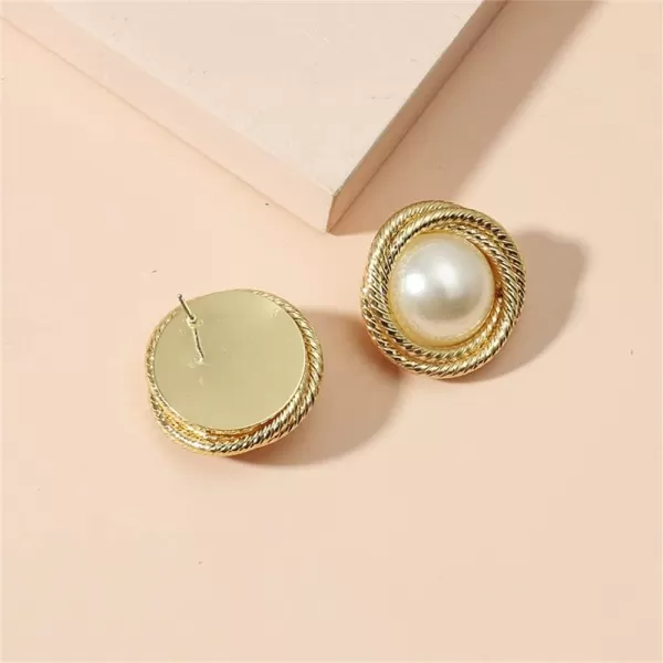 Vintage Big Pearl Stud Earrings for Women Girls Gold Plated Layer Twisted Imitation Round Half Pearls 17mm Button Dangle Studs Earring Elegant Wedding Party Anniversary Jewelry GiftsVintage Big Pearl Stud Earrings for Women Girls Gold Plated Layer Twisted Imitation Round Half Pearls 17mm Button Dangle Studs Earring Elegant Wedding Party Anniversary Jewelry Gifts