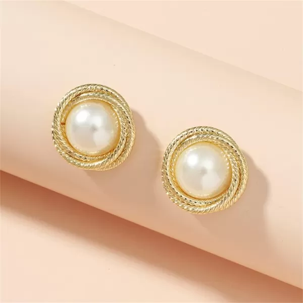 Vintage Big Pearl Stud Earrings for Women Girls Gold Plated Layer Twisted Imitation Round Half Pearls 17mm Button Dangle Studs Earring Elegant Wedding Party Anniversary Jewelry GiftsVintage Big Pearl Stud Earrings for Women Girls Gold Plated Layer Twisted Imitation Round Half Pearls 17mm Button Dangle Studs Earring Elegant Wedding Party Anniversary Jewelry Gifts