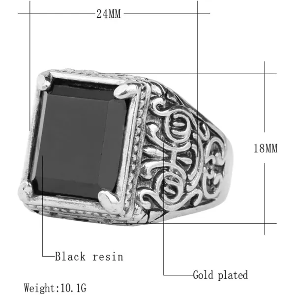 Vintage Black Square Resin Statement Ring for Women Men Silver Plated Imitation Agate Turkish Ottoman Style Wide Band Rings Comfort Fit Unisex Boho Tribal Jewelry Gift Size 9Vintage Black Square Resin Statement Ring for Women Men Silver Plated Imitation Agate Turkish Ottoman Style Wide Band Rings Comfort Fit Unisex Boho Tribal Jewelry Gift Size 9