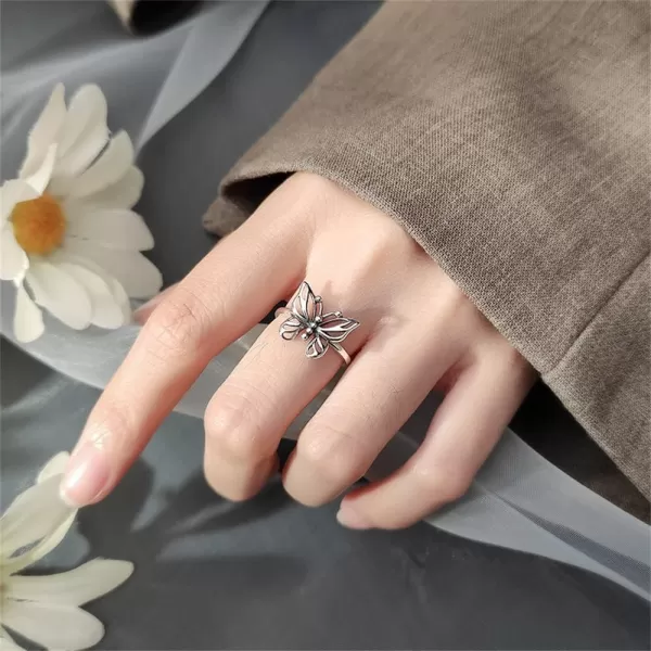 Vintage Butterfly 925 Sterling Silver Adjustable Knuckle Ring for Women Girls Dainty Insect Beaded Open Wrap Finger Rings Comfort Fit Lucky Boho Jewelry Gift Size 48Vintage Butterfly 925 Sterling Silver Adjustable Knuckle Ring for Women Girls Dainty Insect Beaded Open Wrap Finger Rings Comfort Fit Lucky Boho Jewelry Gift Size 48