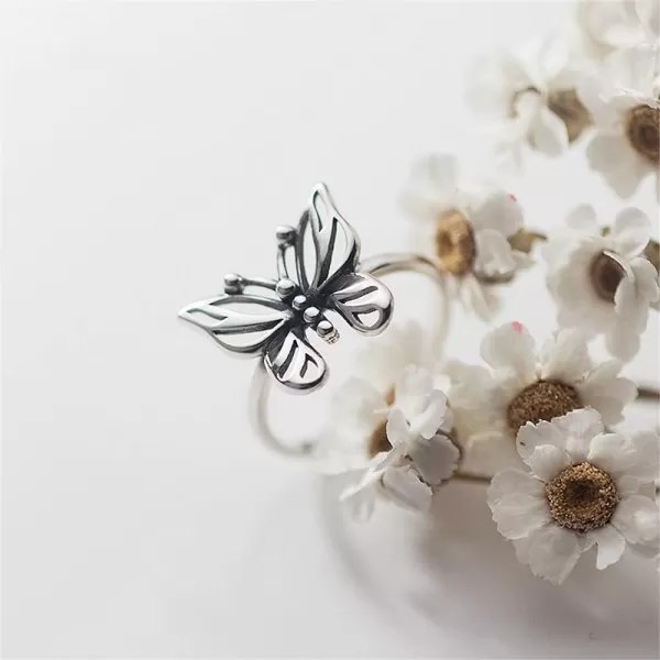Vintage Butterfly 925 Sterling Silver Adjustable Knuckle Ring for Women Girls Dainty Insect Beaded Open Wrap Finger Rings Comfort Fit Lucky Boho Jewelry Gift Size 48Vintage Butterfly 925 Sterling Silver Adjustable Knuckle Ring for Women Girls Dainty Insect Beaded Open Wrap Finger Rings Comfort Fit Lucky Boho Jewelry Gift Size 48
