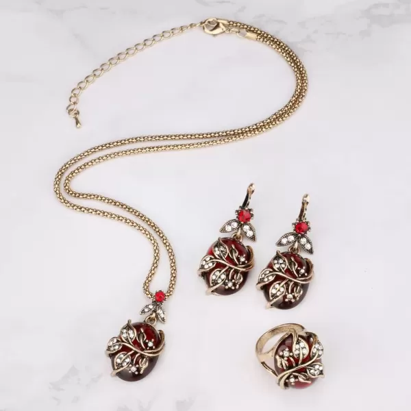 Vintage CZ Leaf Earrings Ruby Red Pendant Necklace Jewelry Set for Women Girl Gold Plated Imitation Stone Boho Wedding Cocktail Party Christmas Anniversary Art Deco Jewelry GiftsVintage CZ Leaf Earrings Ruby Red Pendant Necklace Jewelry Set for Women Girl Gold Plated Imitation Stone Boho Wedding Cocktail Party Christmas Anniversary Art Deco Jewelry Gifts