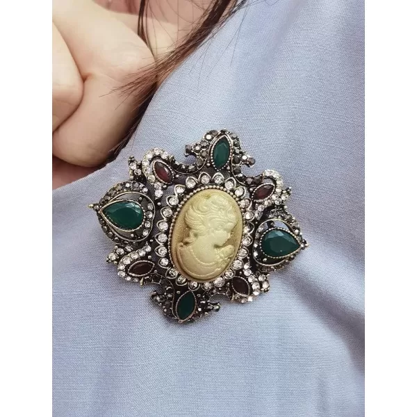 Vintage Cameo Victorian Lady Maiden Crystal Rhinestone Flower Brooch Pin for Women Girls Oxidized Antiqued Gold Plated Lapel Banquet Wedding Birthday Jewelry Dainty Gift for Mother SisterVintage Cameo Victorian Lady Maiden Crystal Rhinestone Flower Brooch Pin for Women Girls Oxidized Antiqued Gold Plated Lapel Banquet Wedding Birthday Jewelry Dainty Gift for Mother Sister