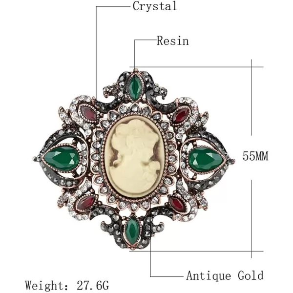 Vintage Cameo Victorian Lady Maiden Crystal Rhinestone Flower Brooch Pin for Women Girls Oxidized Antiqued Gold Plated Lapel Banquet Wedding Birthday Jewelry Dainty Gift for Mother SisterVintage Cameo Victorian Lady Maiden Crystal Rhinestone Flower Brooch Pin for Women Girls Oxidized Antiqued Gold Plated Lapel Banquet Wedding Birthday Jewelry Dainty Gift for Mother Sister