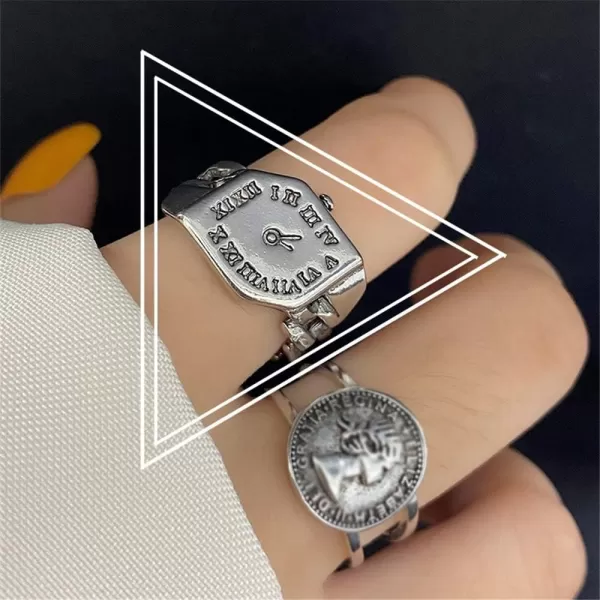 Vintage Clock Statement Ring for Women Girls Silver Plated Retro Shape of Watch Case Expandable Adjustable Open Chain Wrap Rings Comfort Fit Creative Birthday Valentine Party Jewelry Gift for FriendVintage Clock Statement Ring for Women Girls Silver Plated Retro Shape of Watch Case Expandable Adjustable Open Chain Wrap Rings Comfort Fit Creative Birthday Valentine Party Jewelry Gift for Friend