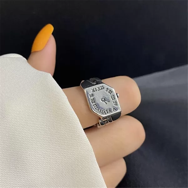 Vintage Clock Statement Ring for Women Girls Silver Plated Retro Shape of Watch Case Expandable Adjustable Open Chain Wrap Rings Comfort Fit Creative Birthday Valentine Party Jewelry Gift for FriendVintage Clock Statement Ring for Women Girls Silver Plated Retro Shape of Watch Case Expandable Adjustable Open Chain Wrap Rings Comfort Fit Creative Birthday Valentine Party Jewelry Gift for Friend