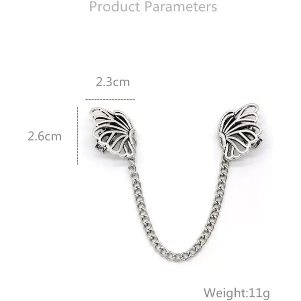 Vintage Collar Clip Brooch for Wowen Girls Unisex Retro Filigree Butterfly Cute Cat Dog Paw Print Animals Long Tassel Chain Drop Lapel Pin Necktie Tie Shawl Clips Scarf Weather Dress Accessories JewelryWings