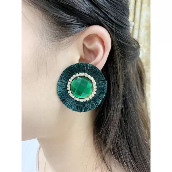 Vintage Crystal Tassel Earrings for Women Girls Hypallergenic Round Statement Fringe Green Rhinestone Stud Earring Lightweight Exaggerated Exquisite Birthday Christmas Festival Jewelry GiftsVintage Crystal Tassel Earrings for Women Girls Hypallergenic Round Statement Fringe Green Rhinestone Stud Earring Lightweight Exaggerated Exquisite Birthday Christmas Festival Jewelry Gifts