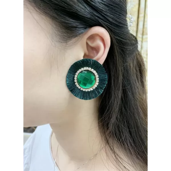Vintage Crystal Tassel Earrings for Women Girls Hypallergenic Round Statement Fringe Green Rhinestone Stud Earring Lightweight Exaggerated Exquisite Birthday Christmas Festival Jewelry GiftsVintage Crystal Tassel Earrings for Women Girls Hypallergenic Round Statement Fringe Green Rhinestone Stud Earring Lightweight Exaggerated Exquisite Birthday Christmas Festival Jewelry Gifts