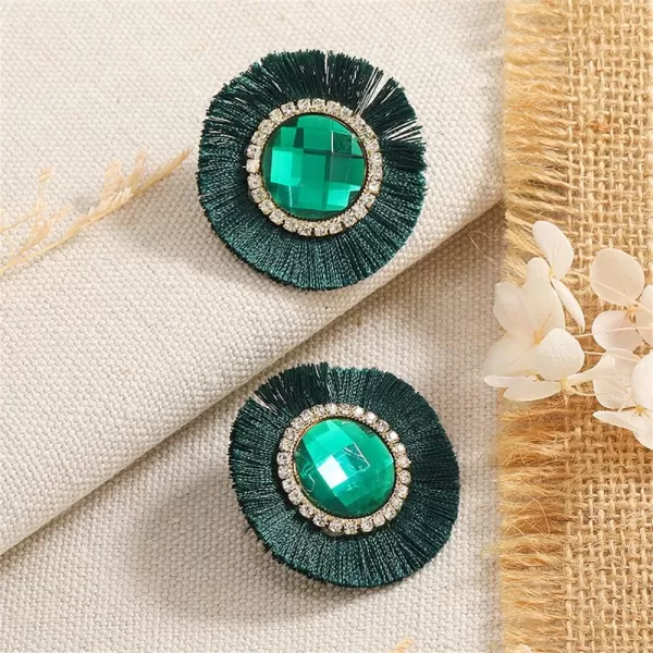 Vintage Crystal Tassel Earrings for Women Girls Hypallergenic Round Statement Fringe Green Rhinestone Stud Earring Lightweight Exaggerated Exquisite Birthday Christmas Festival Jewelry GiftsVintage Crystal Tassel Earrings for Women Girls Hypallergenic Round Statement Fringe Green Rhinestone Stud Earring Lightweight Exaggerated Exquisite Birthday Christmas Festival Jewelry Gifts