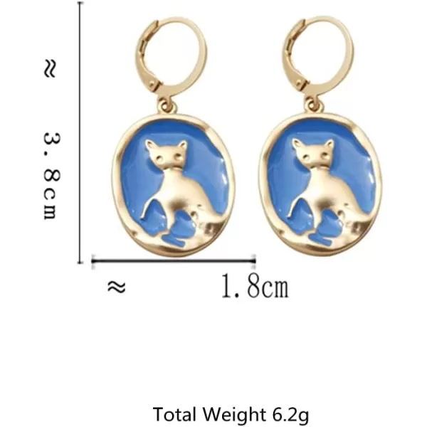 Vintage Gold Cat Dangle Hoop Lever Back Earrings for Women Girls Hypoallergenic Blue Enameled Animal Drop Small Hoops Earring Retro Cute Y2K Jewelry Gift for Pet Lover DaughterVintage Gold Cat Dangle Hoop Lever Back Earrings for Women Girls Hypoallergenic Blue Enameled Animal Drop Small Hoops Earring Retro Cute Y2K Jewelry Gift for Pet Lover Daughter