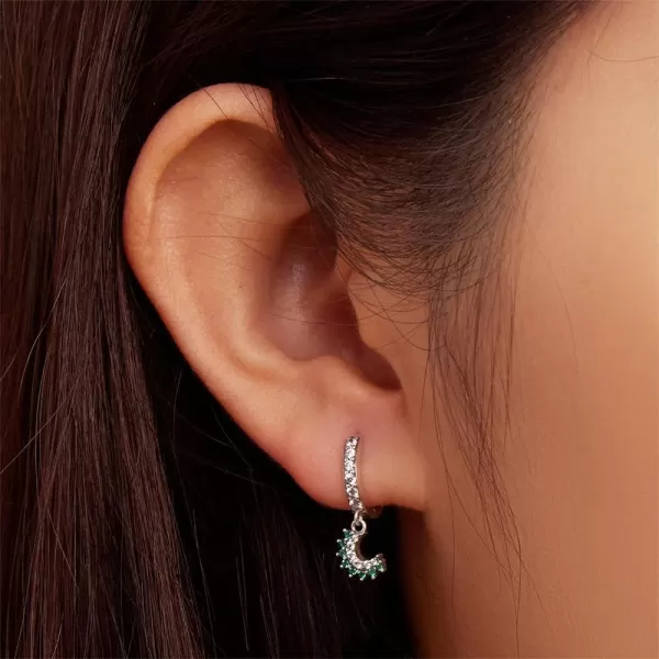 Vintage Green CZ Dangle Small Hoop Earrings for Women Girls Sterling Silver Cubic Zirconia Crescent Karma Moon Drop Cartilage Cuff Wrap Clip Cute Christmas Birthday Wedding Jewelry Dainty GiftsVintage Green CZ Dangle Small Hoop Earrings for Women Girls Sterling Silver Cubic Zirconia Crescent Karma Moon Drop Cartilage Cuff Wrap Clip Cute Christmas Birthday Wedding Jewelry Dainty Gifts
