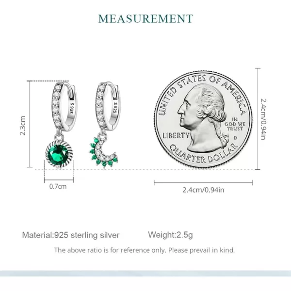 Vintage Green CZ Dangle Small Hoop Earrings for Women Girls Sterling Silver Cubic Zirconia Crescent Karma Moon Drop Cartilage Cuff Wrap Clip Cute Christmas Birthday Wedding Jewelry Dainty GiftsVintage Green CZ Dangle Small Hoop Earrings for Women Girls Sterling Silver Cubic Zirconia Crescent Karma Moon Drop Cartilage Cuff Wrap Clip Cute Christmas Birthday Wedding Jewelry Dainty Gifts
