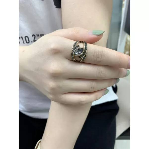 Vintage Grey CZ Evil Eye Statement Ring for Women Girls Gold Plated Boho Oval Crystal Band Rings Comfort Fit Retro Bohemian Jewelry Dainty Gift Size 8Vintage Grey CZ Evil Eye Statement Ring for Women Girls Gold Plated Boho Oval Crystal Band Rings Comfort Fit Retro Bohemian Jewelry Dainty Gift Size 8