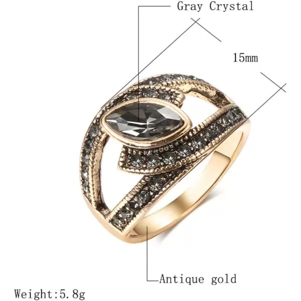 Vintage Grey CZ Evil Eye Statement Ring for Women Girls Gold Plated Boho Oval Crystal Band Rings Comfort Fit Retro Bohemian Jewelry Dainty Gift Size 8Vintage Grey CZ Evil Eye Statement Ring for Women Girls Gold Plated Boho Oval Crystal Band Rings Comfort Fit Retro Bohemian Jewelry Dainty Gift Size 8