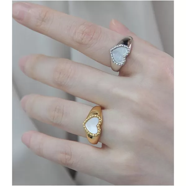 Vintage Heart S925 Sterling Silver Ring for Women Girls Dainty Engagement Promise Love Expandable Open Finger Statement Stacking Rings Adjustable Fashion Valentine Mothers Day Shell Pearl GoldVintage Heart S925 Sterling Silver Ring for Women Girls Dainty Engagement Promise Love Expandable Open Finger Statement Stacking Rings Adjustable Fashion Valentine Mothers Day Shell Pearl Gold