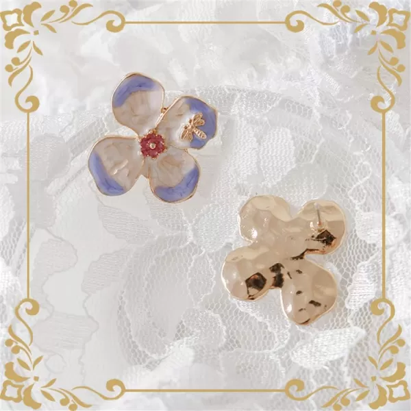 Vintage Lilac Flower Stud Earring for Women Girls Sterling Silver Post Pin Gold Bee on Bloosom Petal Enameled Elegant Hypoallergenic Jewelry Birthday Summer Party GiftsVintage Lilac Flower Stud Earring for Women Girls Sterling Silver Post Pin Gold Bee on Bloosom Petal Enameled Elegant Hypoallergenic Jewelry Birthday Summer Party Gifts