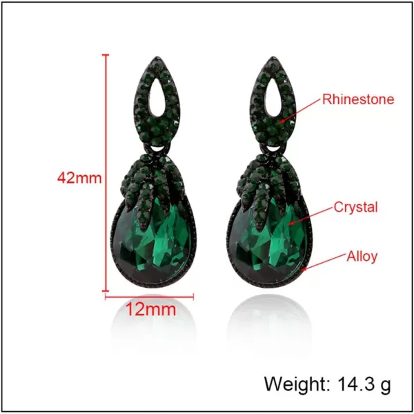 Vintage Rhinestone Dangle Earrings for Women Girls Dark Green Teardrop Crystal Drop Statement Huggie Studs Retro Boho Earring Luxury Birthday Wedding Party JewelryVintage Rhinestone Dangle Earrings for Women Girls Dark Green Teardrop Crystal Drop Statement Huggie Studs Retro Boho Earring Luxury Birthday Wedding Party Jewelry