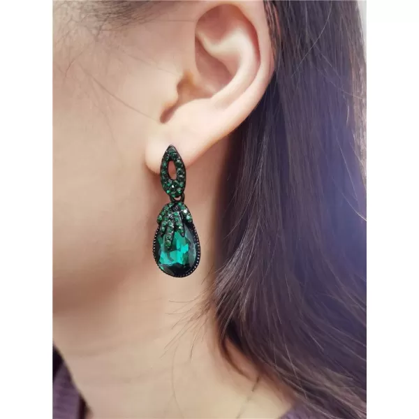 Vintage Rhinestone Dangle Earrings for Women Girls Dark Green Teardrop Crystal Drop Statement Huggie Studs Retro Boho Earring Luxury Birthday Wedding Party JewelryVintage Rhinestone Dangle Earrings for Women Girls Dark Green Teardrop Crystal Drop Statement Huggie Studs Retro Boho Earring Luxury Birthday Wedding Party Jewelry