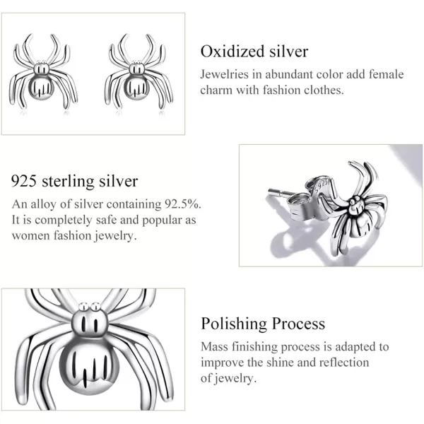 Vintage Spider Stud Earrings for Women Girls 925 Sterling Silver Hypoallergenic Halloween Small Animal Pet Cartilage Tragus Post Creative 3D Jewelry Unique Gifts for FriendVintage Spider Stud Earrings for Women Girls 925 Sterling Silver Hypoallergenic Halloween Small Animal Pet Cartilage Tragus Post Creative 3D Jewelry Unique Gifts for Friend