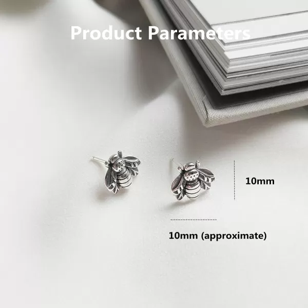 Vintage Sterling Silver Bee Earrings for Women Girls Hypoallergenic Small Cute Textured Animal Honeybee Studs Cartilage Tragus Post Oxidized Retro Jewelry GiftsVintage Sterling Silver Bee Earrings for Women Girls Hypoallergenic Small Cute Textured Animal Honeybee Studs Cartilage Tragus Post Oxidized Retro Jewelry Gifts