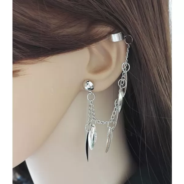 Vintage Tassel Leaf Ear Cuff Crawler Climber Earrings for Women Girls Silvery Cartilage Small Hoop Wrap Vine Clip on Leaves Chain Drop Dangle Fashion Punk Jewelry 1 PieceVintage Tassel Leaf Ear Cuff Crawler Climber Earrings for Women Girls Silvery Cartilage Small Hoop Wrap Vine Clip on Leaves Chain Drop Dangle Fashion Punk Jewelry 1 Piece