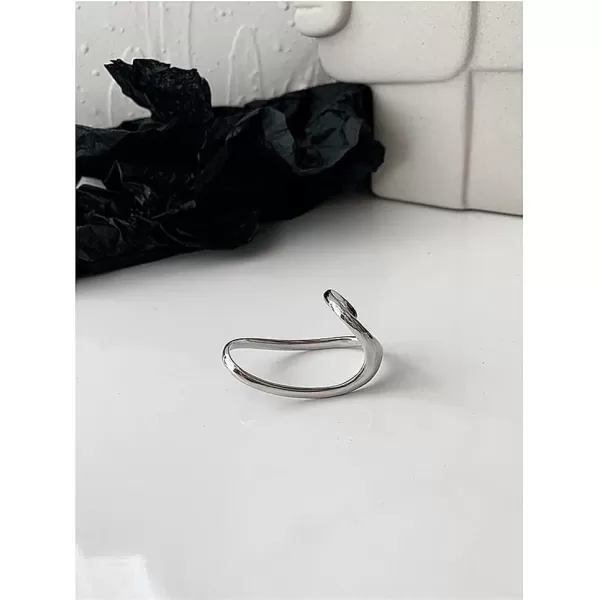 Wave Double Finger Band Rings for Women Girls Silver Plated Simple Asymmetrical Geometric Ring Comfort Fit Fashion Unique Party Jewelry Size 67Wave Double Finger Band Rings for Women Girls Silver Plated Simple Asymmetrical Geometric Ring Comfort Fit Fashion Unique Party Jewelry Size 67