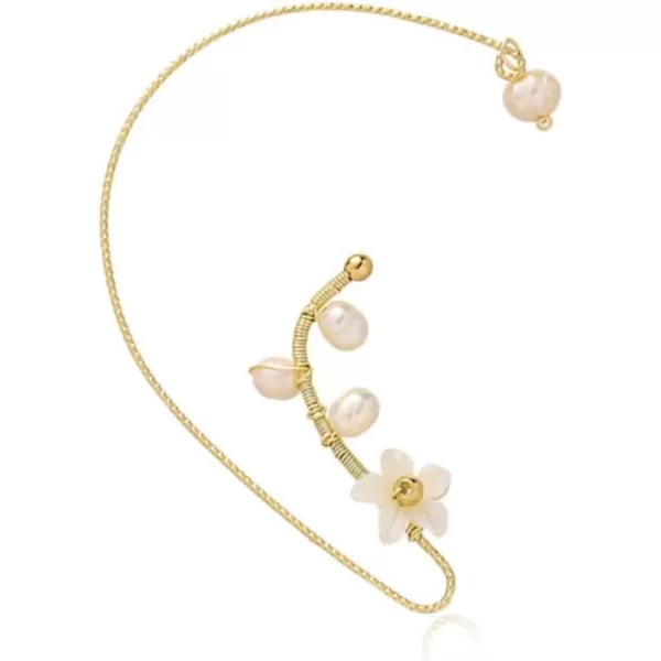 1 PC Vintage Shell Pearl Flower Wrap Crawler Climber Non Piercing Earring for Women Girls Gold Plated Hypoallergenic Twisted Cuff Cartilage Vine Dainty Boho Handmade Birthday Wedding Jewelry for Right Ear1 PC Vintage Shell Pearl Flower Wrap Crawler Climber Non Piercing Earring for Women Girls Gold Plated Hypoallergenic Twisted Cuff Cartilage Vine Dainty Boho Handmade Birthday Wedding Jewelry for Right Ear