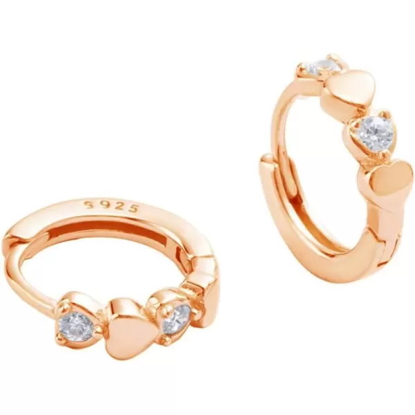 14K Rose Gold Double Love Heart Cubic Zirconia Small Hoop Earrings for Women Girls 925 Sterling Silver Cartilage Tiny Cute Huggie Hoops Hypoallergenic Nickel Free Jewelry Dainty Gifts14K Rose Gold Double Love Heart Cubic Zirconia Small Hoop Earrings for Women Girls 925 Sterling Silver Cartilage Tiny Cute Huggie Hoops Hypoallergenic Nickel Free Jewelry Dainty Gifts