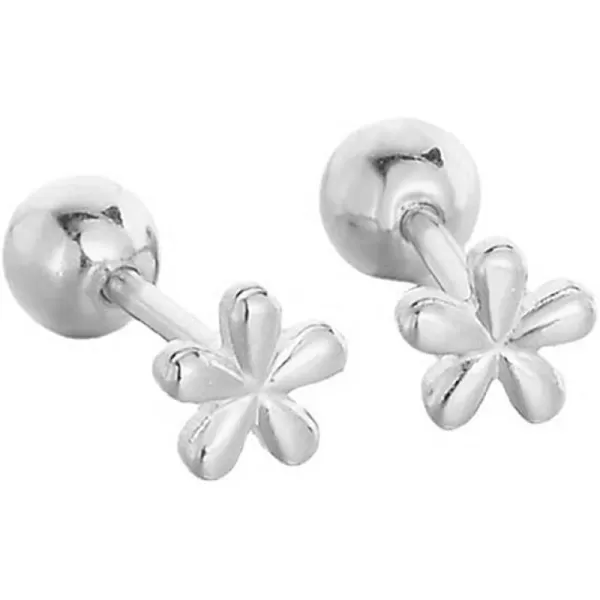 18G Tiny Flower Stud Cartilage Earrings for Women Girls 925 Sterling Silver Mini Cute Daisy 3mm Ball Barbell Screw Back Studs Sleeper Tragus Post Minimalist Hypoallergenic Piercing Body JewelrySilver