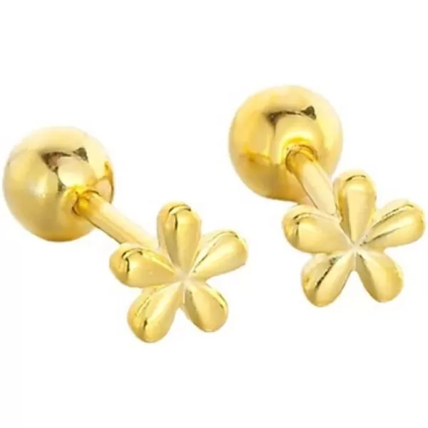 18G Tiny Flower Stud Cartilage Earrings for Women Girls 925 Sterling Silver Mini Cute Daisy 3mm Ball Barbell Screw Back Studs Sleeper Tragus Post Minimalist Hypoallergenic Piercing Body JewelryGold