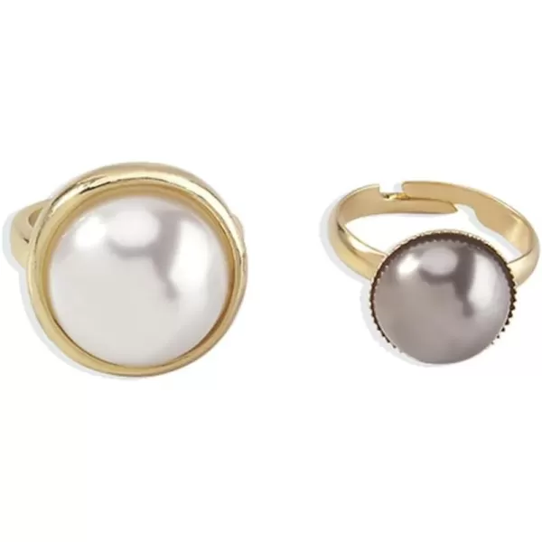 2 PCs Bezel Pearl Statement Wedding Ring Set for Women Girls Gold Vintage 2 Big Pearls Band Engagement Birthday Cocktail Party Rings Comfort Fit Retro Y2K Jewelry Size 72 PCs Bezel Pearl Statement Wedding Ring Set for Women Girls Gold Vintage 2 Big Pearls Band Engagement Birthday Cocktail Party Rings Comfort Fit Retro Y2K Jewelry Size 7