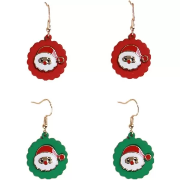 2 Pairs Christmas Santa Claus Earrings Set for Women Girls Hypoallergenic Cute Charms Dangle Drop Hook Stud Fashion Dainty Xmas Holiday Party Jewelry Gifts2 Pairs Christmas Santa Claus Earrings Set for Women Girls Hypoallergenic Cute Charms Dangle Drop Hook Stud Fashion Dainty Xmas Holiday Party Jewelry Gifts