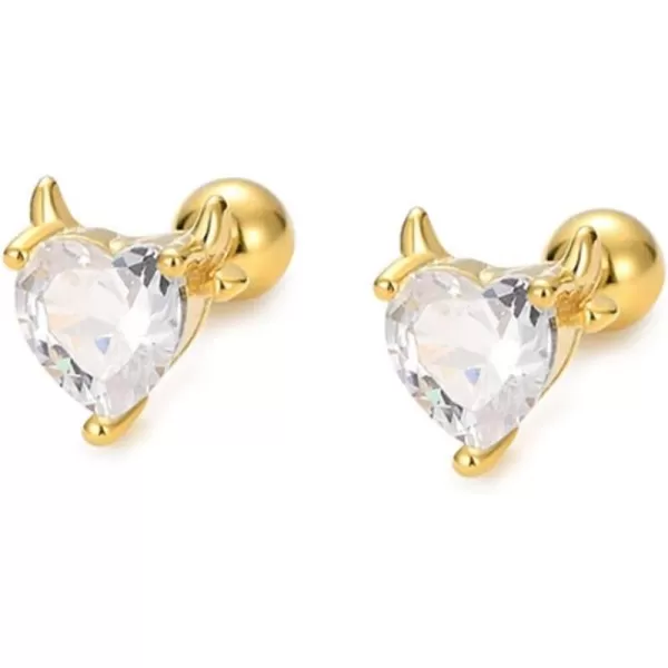 20g Cute Devil Love Heart Cartilage Stud Earrings for Women Girls 925 Sterling Silver Cubic Zirconia CZ Ball Screw Hypoallergenic Piercing Fashion Dainty Jewelry Gifts for Her Gold20g Cute Devil Love Heart Cartilage Stud Earrings for Women Girls 925 Sterling Silver Cubic Zirconia CZ Ball Screw Hypoallergenic Piercing Fashion Dainty Jewelry Gifts for Her Gold