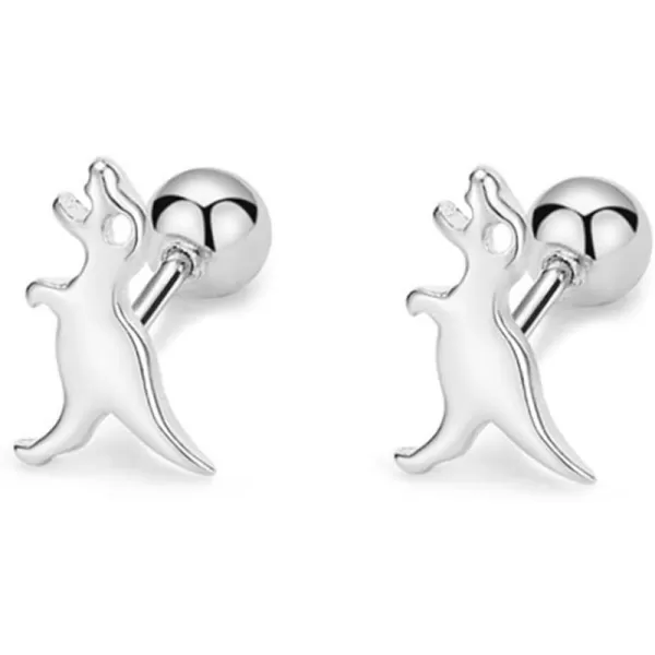 20g Mini Cute Dinosaur Stud Earrings for Women Girls 925 Sterling Silver Hypoallergenic Tiny Dragon Brontosaurus Animal Ball Piercing Cartilage Tragus Fashion Minimalist Jewelry GiftsSilver