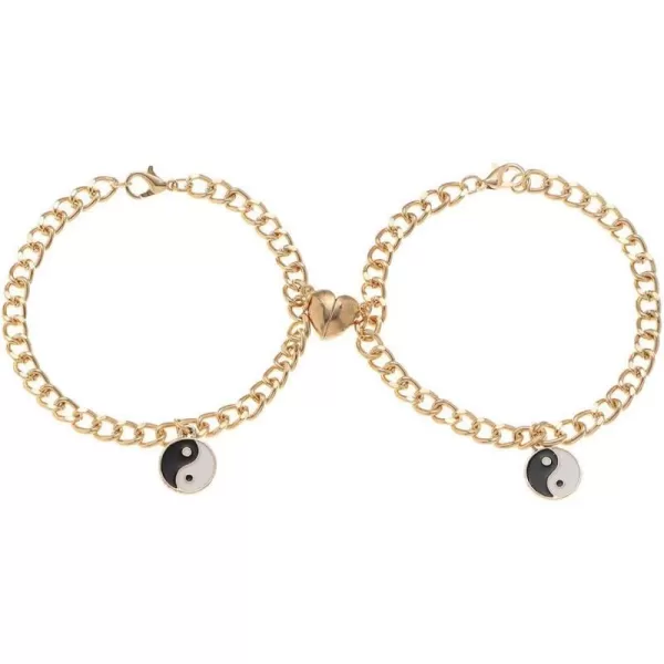 2pcs Yinyang BFF Couples Bracelets Set Love Heart Magnetic Link Chain Bracelet for Women Men Friends Gold Tone Pinky Pormise Valentine Anniversary Jewelry Gifts2pcs Yinyang BFF Couples Bracelets Set Love Heart Magnetic Link Chain Bracelet for Women Men Friends Gold Tone Pinky Pormise Valentine Anniversary Jewelry Gifts