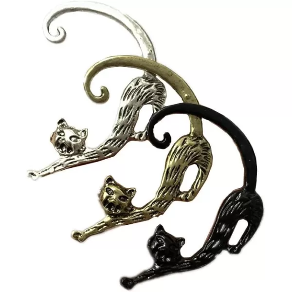 3 PCS Cat Studs Ear Cuff Earrings Set for Women Girls Silver Gold Black Vintage Punk Animal Tail Post Pin Clip on Earring Personalized Nickel Free Jewelry for Small Left Ear3 PCS Cat Studs Ear Cuff Earrings Set for Women Girls Silver Gold Black Vintage Punk Animal Tail Post Pin Clip on Earring Personalized Nickel Free Jewelry for Small Left Ear
