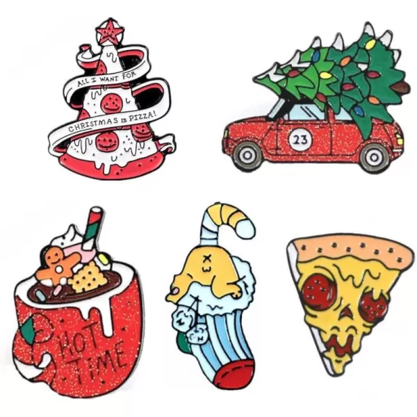 5 Pieces Christmas Food Brooches Set for Women Girls Men Fashion Cute Enameled Trees Pizza Pickup Truck Bulk Jewelry Lapel Pins for Xmas Decorations5 Pieces Christmas Food Brooches Set for Women Girls Men Fashion Cute Enameled Trees Pizza Pickup Truck Bulk Jewelry Lapel Pins for Xmas Decorations