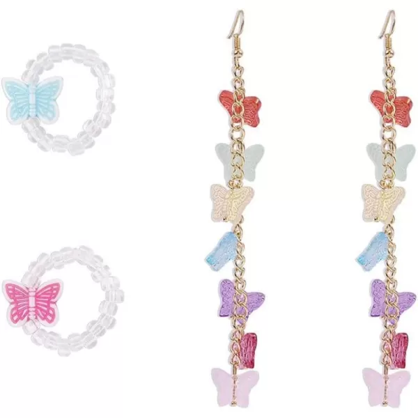Acrylic Butterfly Drop Earring Stretch Rings Set for Women Girls Colorful Resin Butterflies 1 Prs Dangle Stud Earrings 2 Pcs Beaded Statement Toe Finger Ring Included Delicate Trendy Cute Y2K Jewelry Gift for Daughter NieceAcrylic Butterfly Drop Earring Stretch Rings Set for Women Girls Colorful Resin Butterflies 1 Prs Dangle Stud Earrings 2 Pcs Beaded Statement Toe Finger Ring Included Delicate Trendy Cute Y2K Jewelry Gift for Daughter Niece
