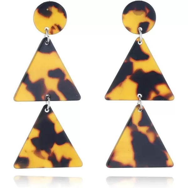 Acrylic Double Triangle Dangle Earrings for Women Girls Resin Geomentric Round Circle Tassel Drop Dangling Stud Hypoallergenic Lightweight Retro Party Y2K JewelryLeopard Print