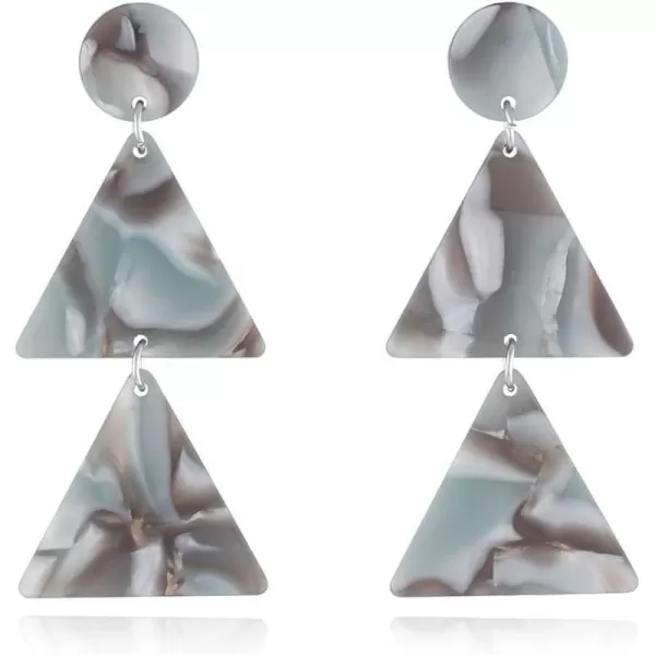 Acrylic Double Triangle Dangle Earrings for Women Girls Resin Geomentric Round Circle Tassel Drop Dangling Stud Hypoallergenic Lightweight Retro Party Y2K JewelryGreyishGreen