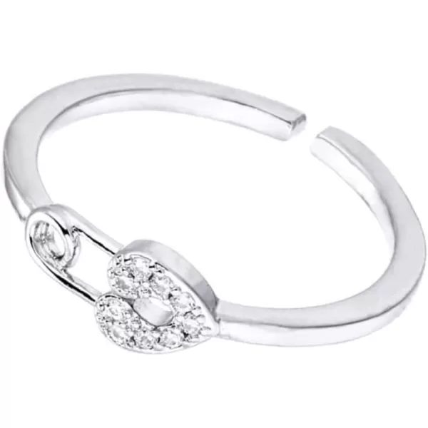 Adjustable CZ Heart Safety Pin 925 Sterling Silver Ring for Women Girls Expandable Open Wrap Finger Rings Comfort Fit Dainty Cute Engagement Statement Jewelry Gift Birthday WeddingAdjustable CZ Heart Safety Pin 925 Sterling Silver Ring for Women Girls Expandable Open Wrap Finger Rings Comfort Fit Dainty Cute Engagement Statement Jewelry Gift Birthday Wedding